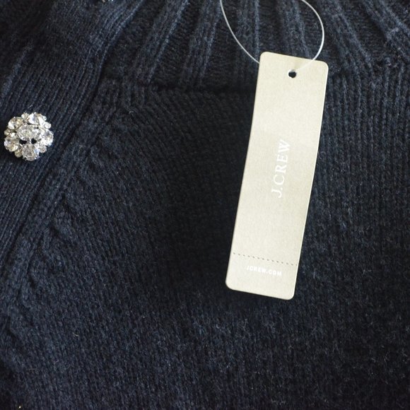 NWT J. Crew XS Black Jeweled Shoulder Sweater Dress "Outstanding!" - Picture 5 of 7